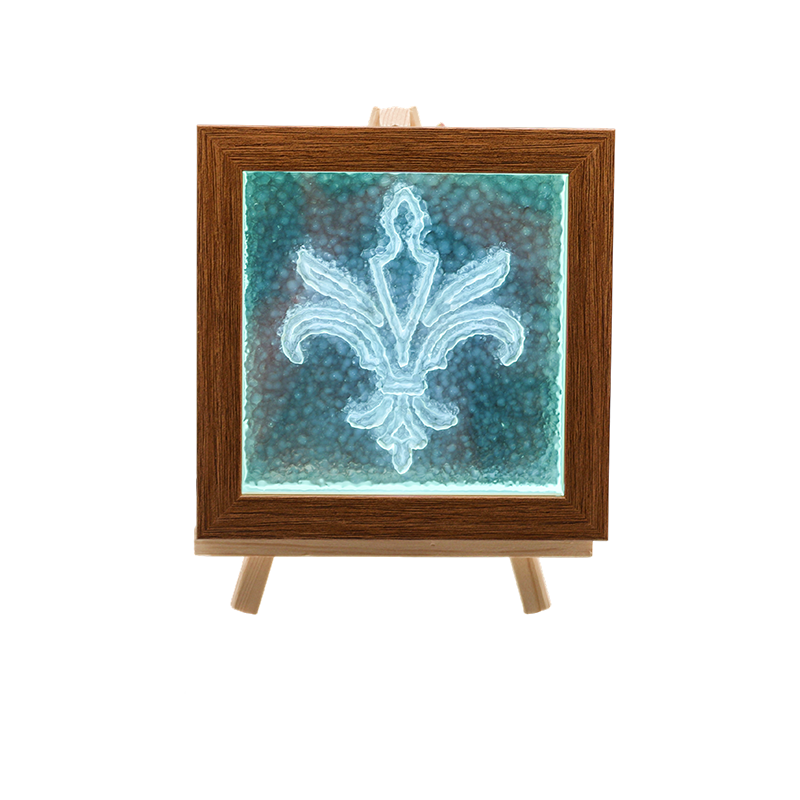 Lâmpada quadrada de cristal com textura de pétala rosa e roxa - Flor do Éden