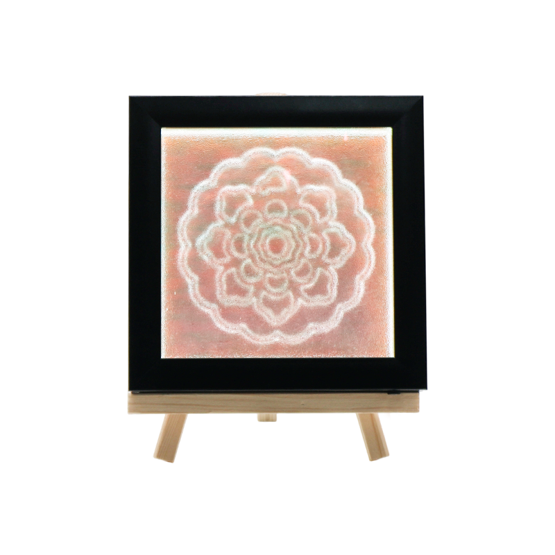 Candeeiro de cristal branco com padrão de flor azul - Tianxiang Ripples