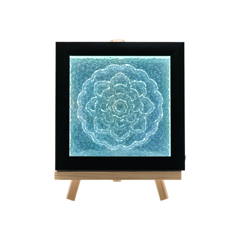 Candeeiro de cristal branco com padrão de flor azul - Tianxiang Ripples