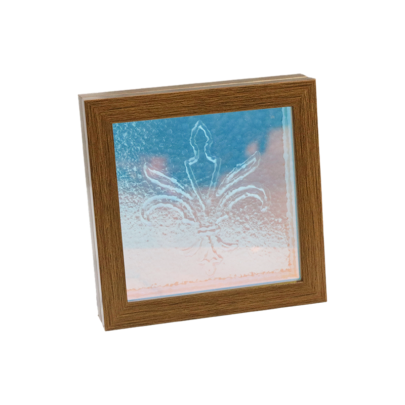 Lâmpada quadrada de cristal com textura de pétala rosa e roxa - Flor do Éden