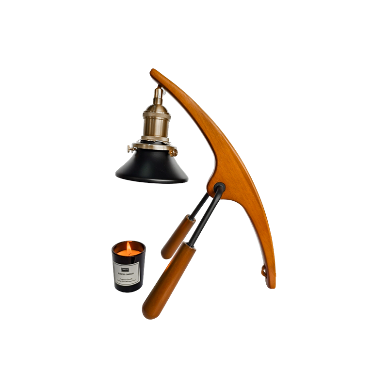 Lâmpada Aquecedora De Velas Com Braço Curvo De Madeira - Arc Glow